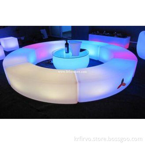 120 X 40 X H40 cm Polyethylene LED curved benches , Glow Ch